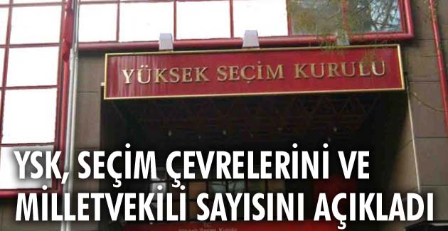YSK, seçim çevrelerini ve milletvekili sayısını açıkladı