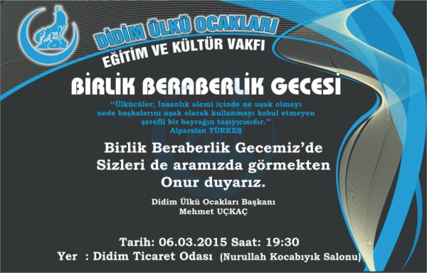 Didim, Ülkü Ocaklarından Konserli Birlik Beraberlik Gecesine Davet