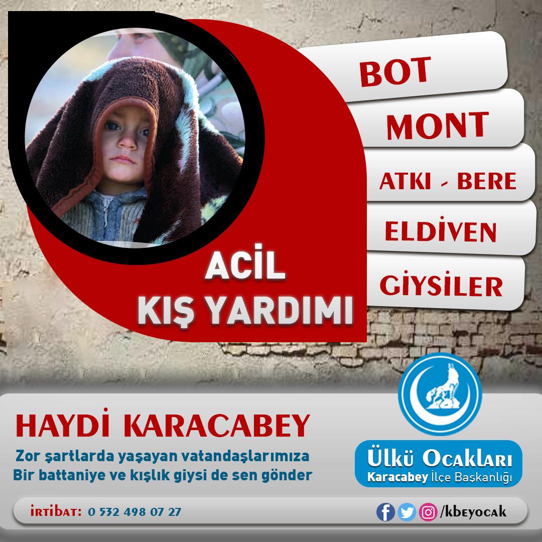 Karacabey Ülkü Ocakları Kış Ayları ile beraber ihtiyaç sahiplerine yardım için desteklerinizi bekliyor