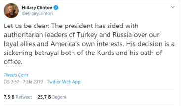 Hillary Clinton’dan PKK’ya destek
