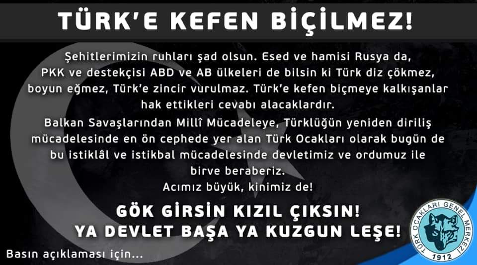 Türk Ocakları: Türk’e Kefen Biçilmez!