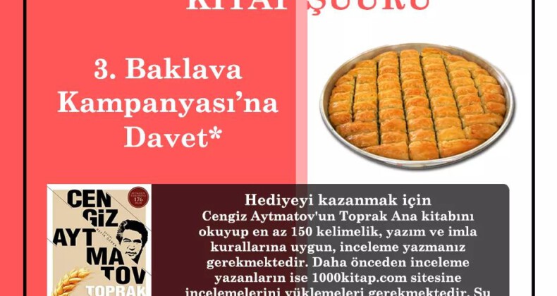 Evde kal, kitap oku, baklava kazan