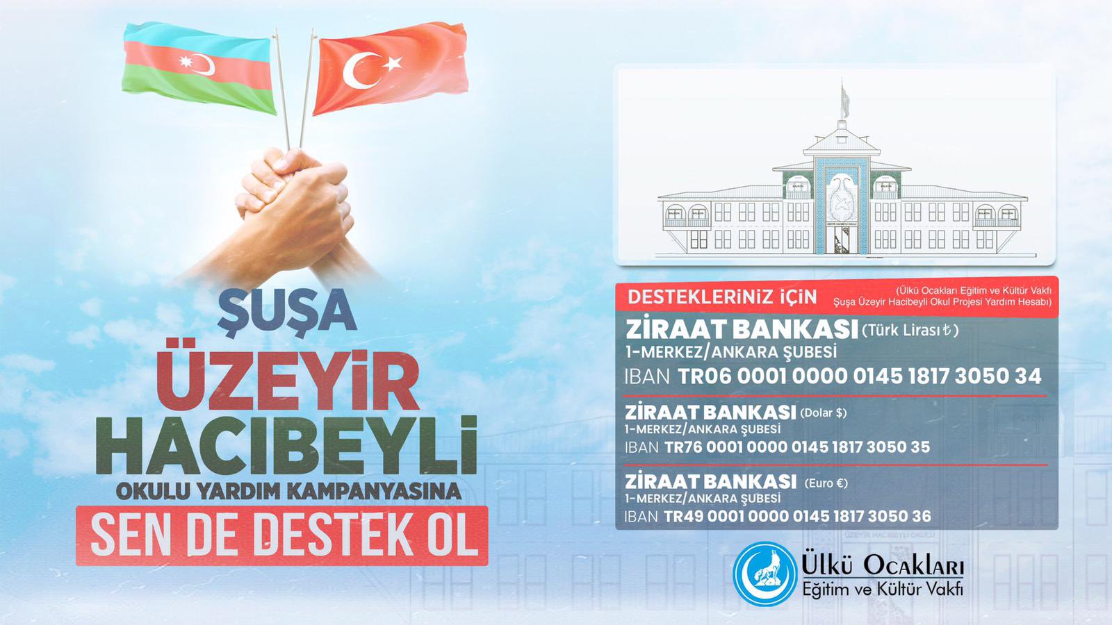 Ülkü Ocakları Şuşa’da yaptıracağı Okul için yardım kampanyası başlattı