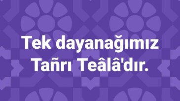 Tek Dayanağımız Tanrı Teâlâ’dır