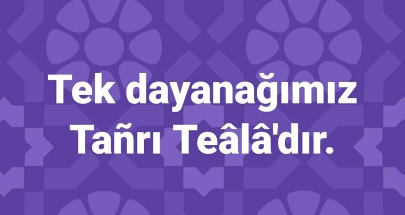 Tek Dayanağımız Tanrı Teâlâ’dır