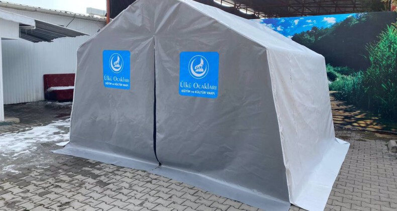 Türkiye’nin en büyük STK’sı Ülkü Ocakları kendi ürettiği çadırlarla çadırkent kuruyor