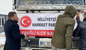 Kansa kan, emekse emek: MHP #Ereğli İlçe Başkanlığı afet bölgesine konteyner gönderdi.