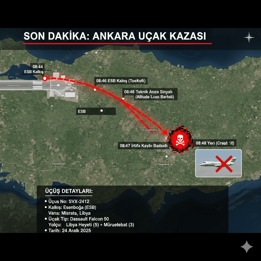 Ankara’da Uçak Kazası! Libya Heyetini Taşıyan Falcon 50 Haymana’da Düştü